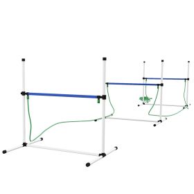 4PCs Dog Agility Equipment Set with Adjustable Height Hurdles, Spray Water Tube, Whistle, Carry Bag, White