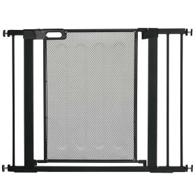 29.5"-40.6" Metal Pet Gate, Dog Gate with Auto Closing Door, Double Locking, for Doorways, Stairs, Hallways, Black