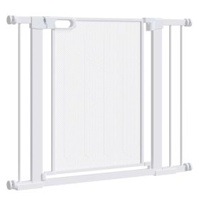 29.5"-40.6" Metal Pet Gate, Dog Gate with Auto Closing Door, Double Locking, for Doorways, Stairs, Hallways, White