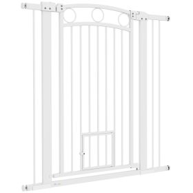 42" Extra Tall Dog Gate w/ Cat Door, 2 Extension Kits, for Doorways, Hallways, Stairways, 30"-41" Width