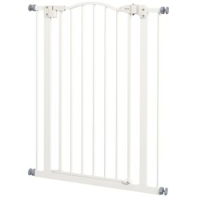 Extra Tall Dog Gate with Door, Pressure Fit, Auto Close, Double Locking for Doorways Hallways Stairs, 29"-32", White
