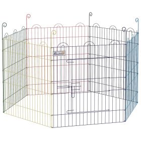 Metal Pet Playpen Portable Hexagon Dog Exercise Fence Multi-colored